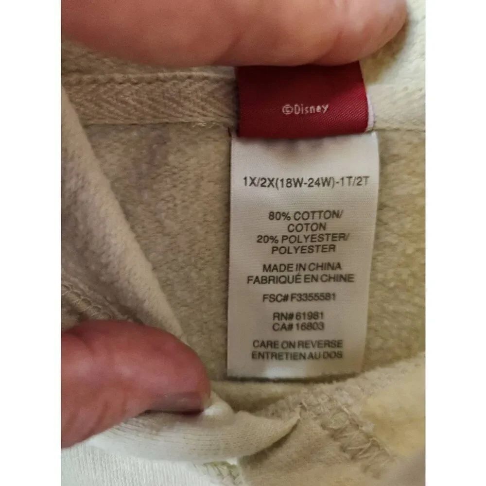 Disney Mickey Mouse Sweatshirt Hoodie 1X/2X (18W/20W) Long Sleeve Graphic Tan Br - Picture 4 of 5
